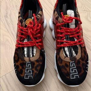 Versace Chain Reaction Red and Black Sneakers